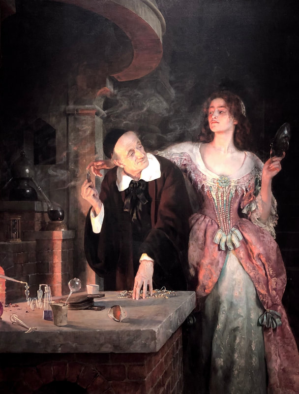 THE LABORATORY, oil on canvas by Hon. John Collier (1895)